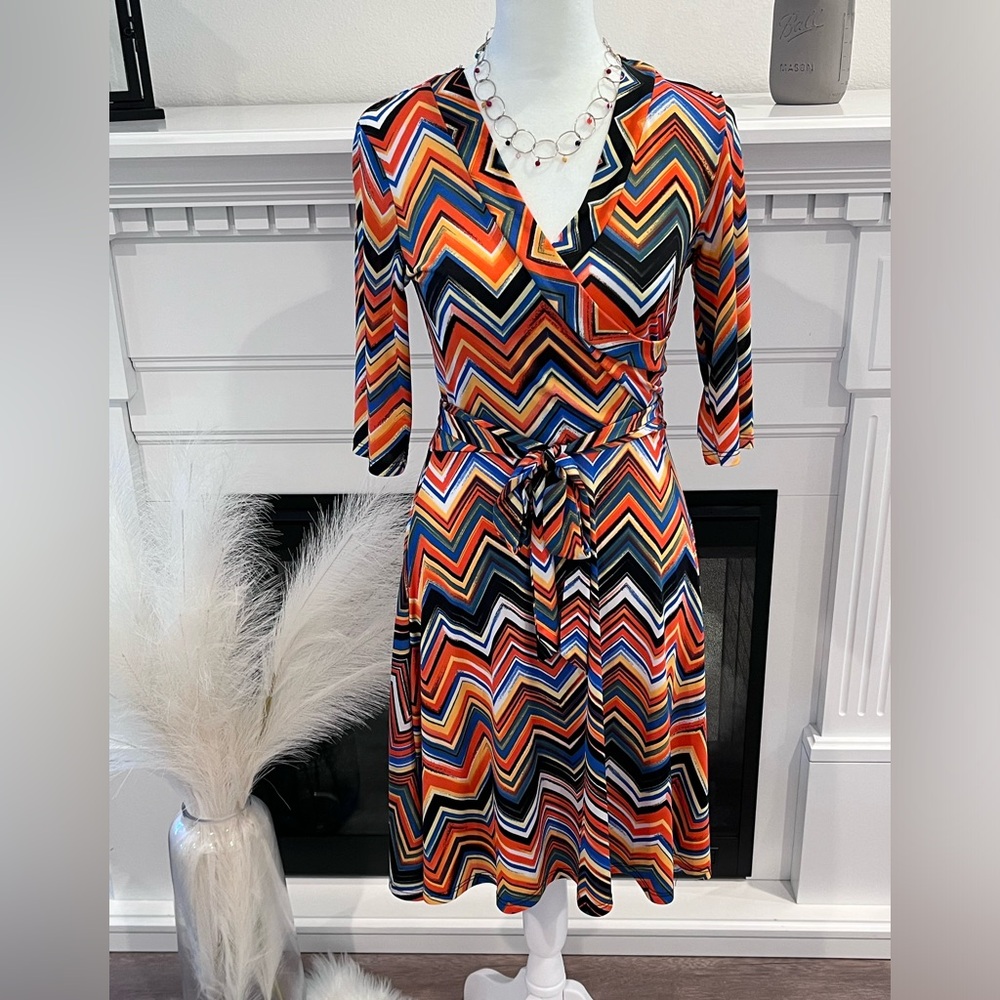 Snap Multicolor Wrap Dress Sz S